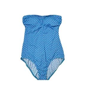 Jantzen Classic Women's 12 US Strapless Swimming Bathing Suit Blue Geo Print